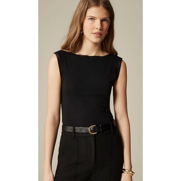 J.Crew | Refined rib shell tank top in Black | Sz M - Picture 1 of 10